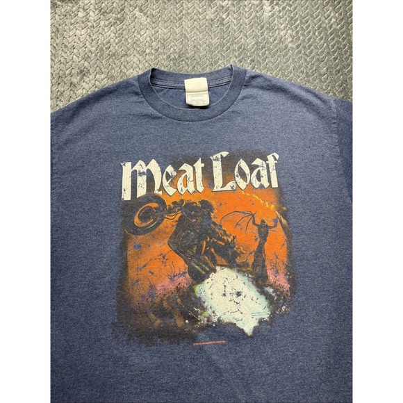 Vintage Meat Loaf Bat Out Of Hell 2003 World Tour T- Shirt Adult Size Large Blue - Picture 2 of 7